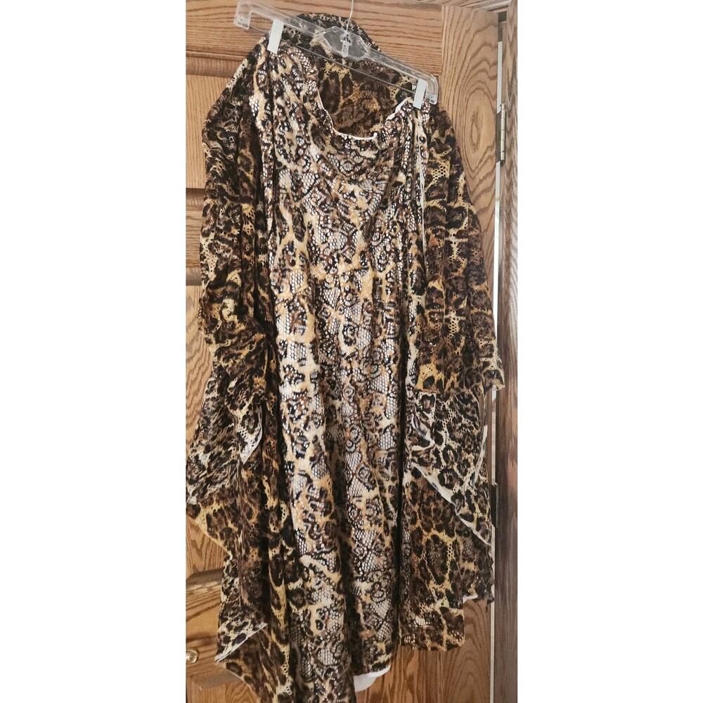 One Shoulder Gold & Brown Abstract Print Maxi Dress w/ Lining & Full Wrap Sz 16